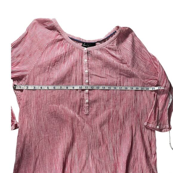 Lane Bryant 22/24 Pink White Stripe High Low 100% Cotton Button Blouse Tunic - Picture 7 of 11
